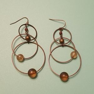 Wire and bead hoop earrings
